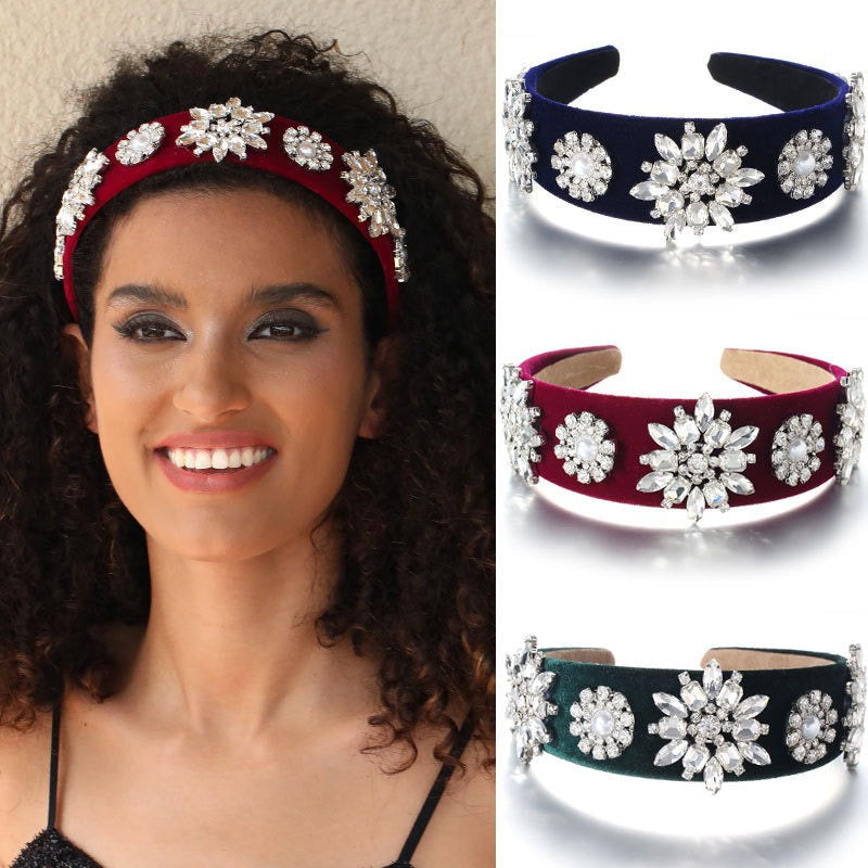 Serre-tête rétro en perles baroques et diamants d'eau