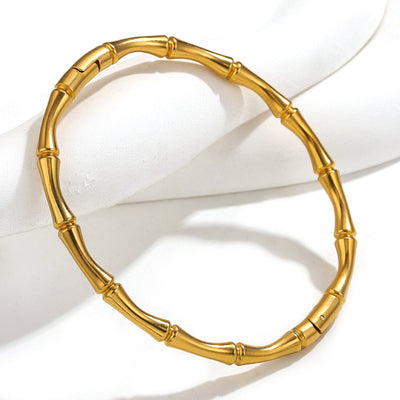 Fashion bamboo titanium steel bracelet female summer niche cold style ins stainless steel retro bamboo jewelry - Korvel