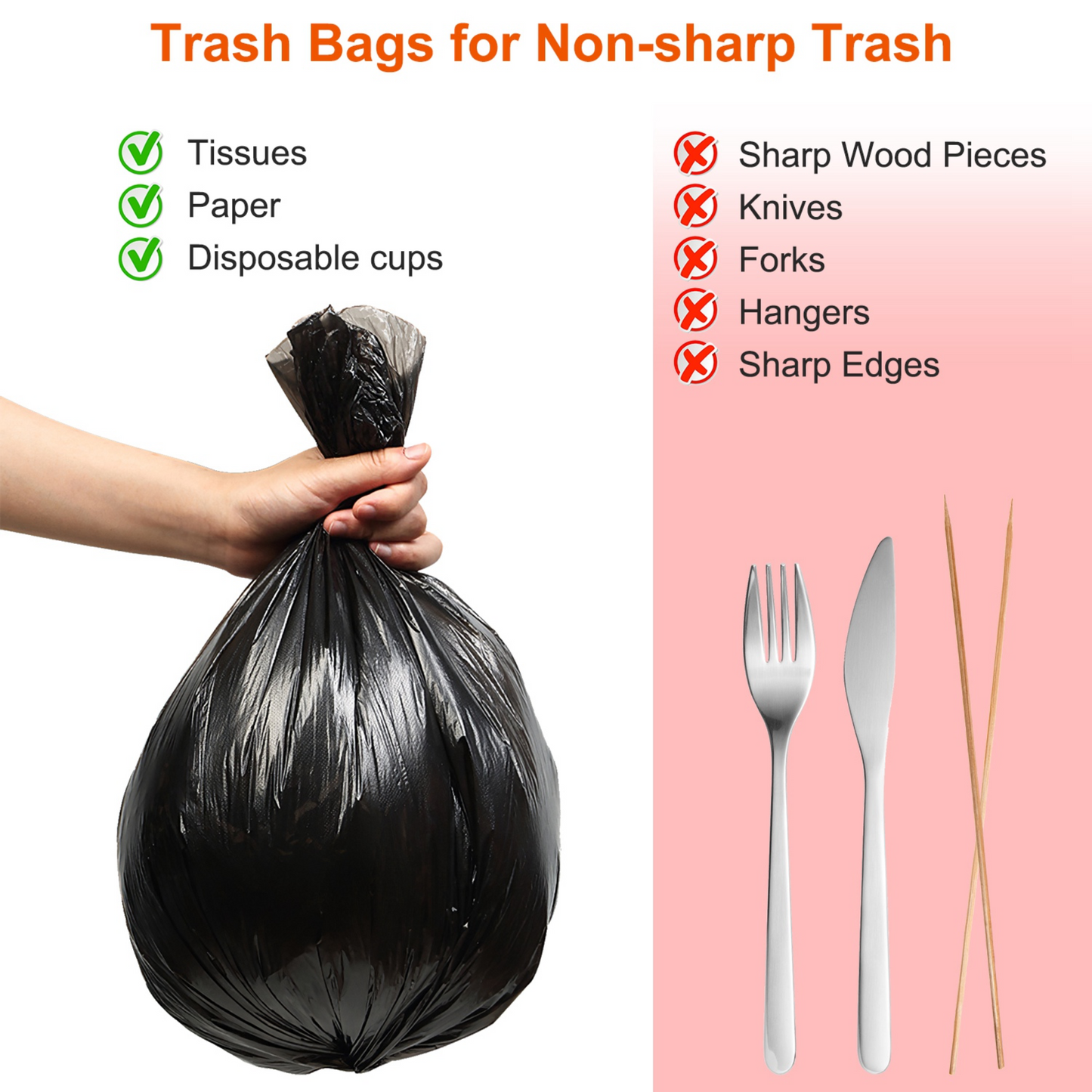 GBruno 4 Rolls Black Garbage Bags