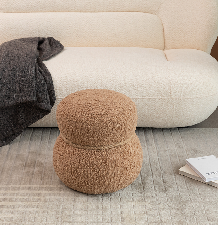 WKJ1Y Light camel snowman stool with plush Grig cushions, playful and cute, suitable for any space - Korvel