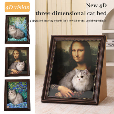 3D Mona Lisa Cat Scratcher with Removable Oil Painting Frame - Korvel
