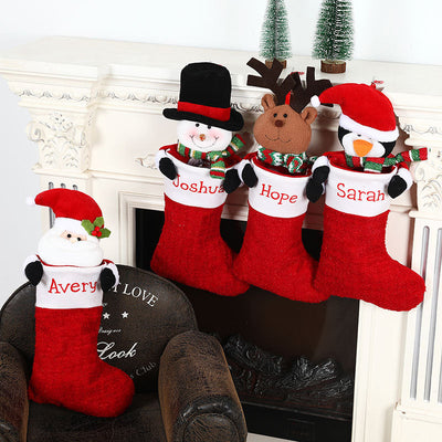 Christmas Decorations Single Head Hug Christmas Socks Gift Bag Candy Bag Christmas Eve Bedhead Pendant - Korvel