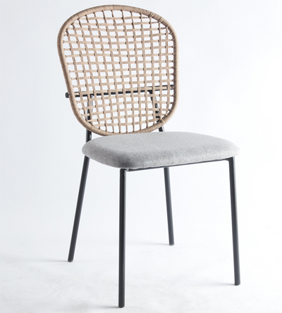 Elegant Black and Gray Sennit Chair Set of 4