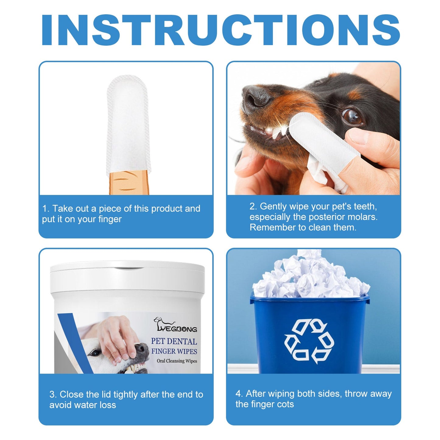 Premium Pet Dental Finger Wipes for Fresh Breath