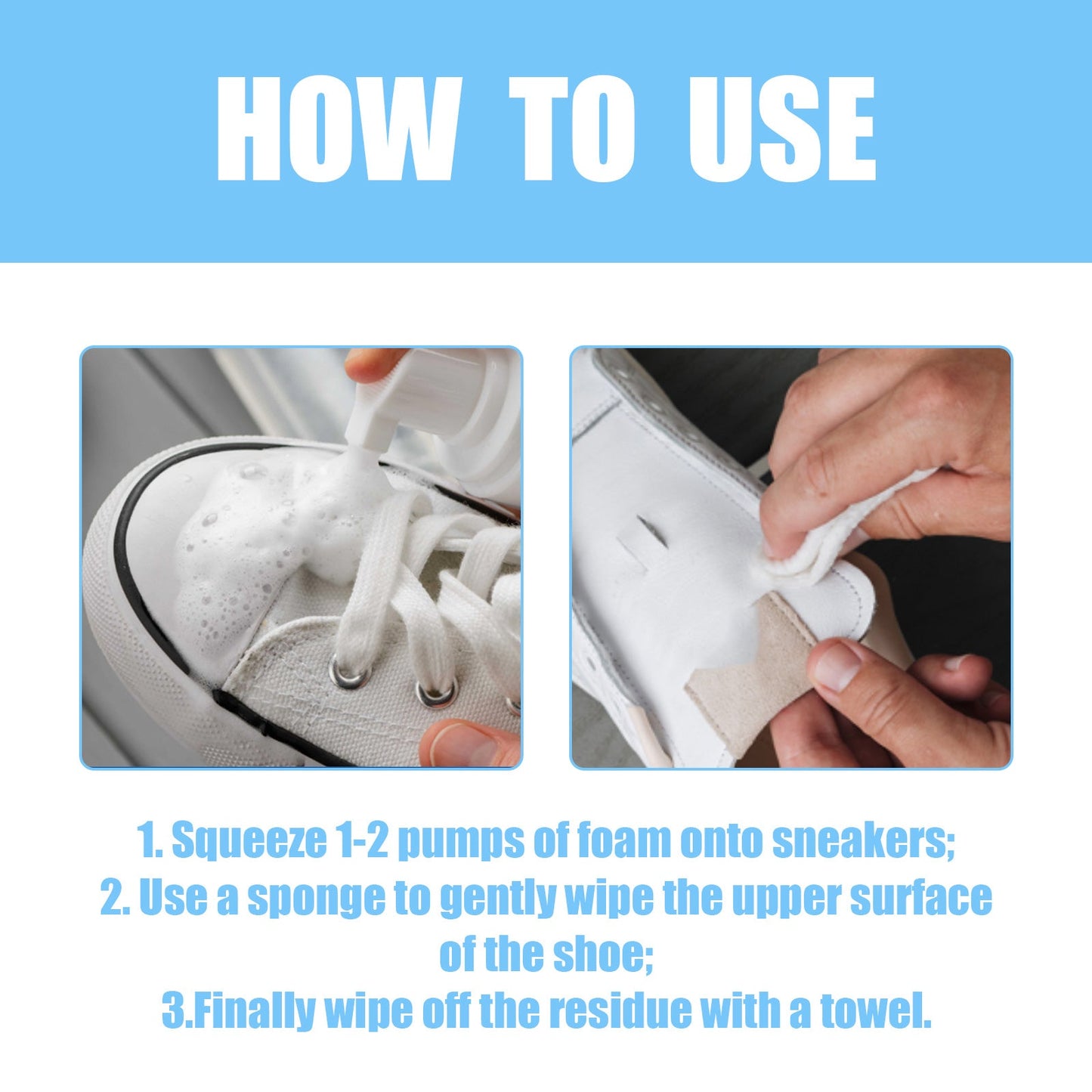 Foam Sneaker Cleaner, Small White Shoes Clean Stains Yellow Oxidation Portable No-Wash Cleaning - Korvel