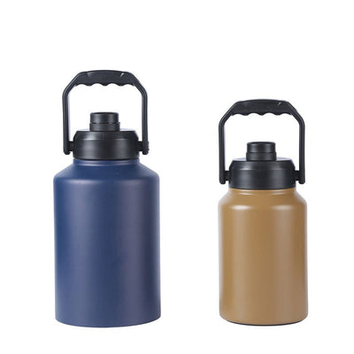 Double Wall Half Gallon Insulated Water Bottle Jug 64oz 128oz Stainless Steel Sports Water Flask with Handle - Korvel