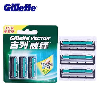 Gillette Vector Shaving Men Razor Blades Three Layer Shaver Blades - Korvel