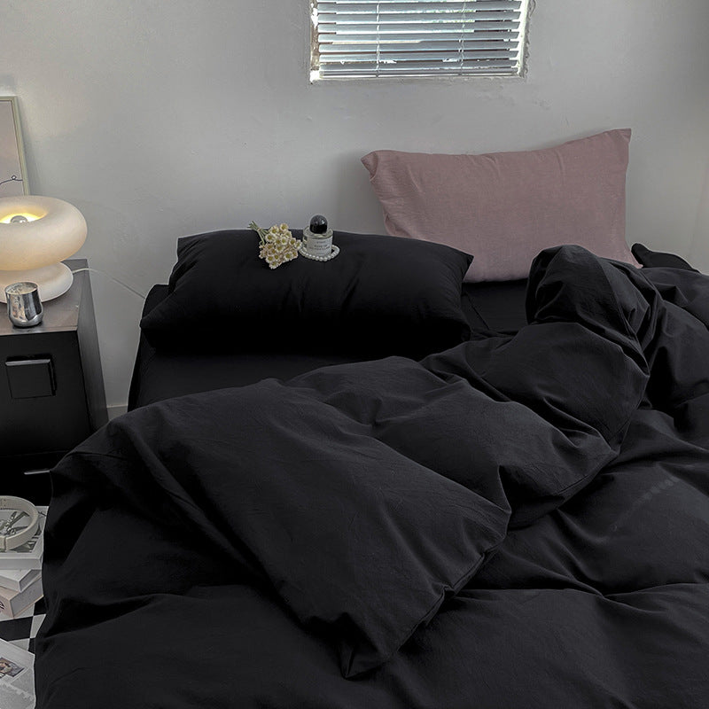 Cotton Dyed Washed Cotton Bedding Set Pure Cotton A Class Flat Sheet Quilt Cover Fitted Sheet Quilt Cover Three-Piece Set Striped - Korvel