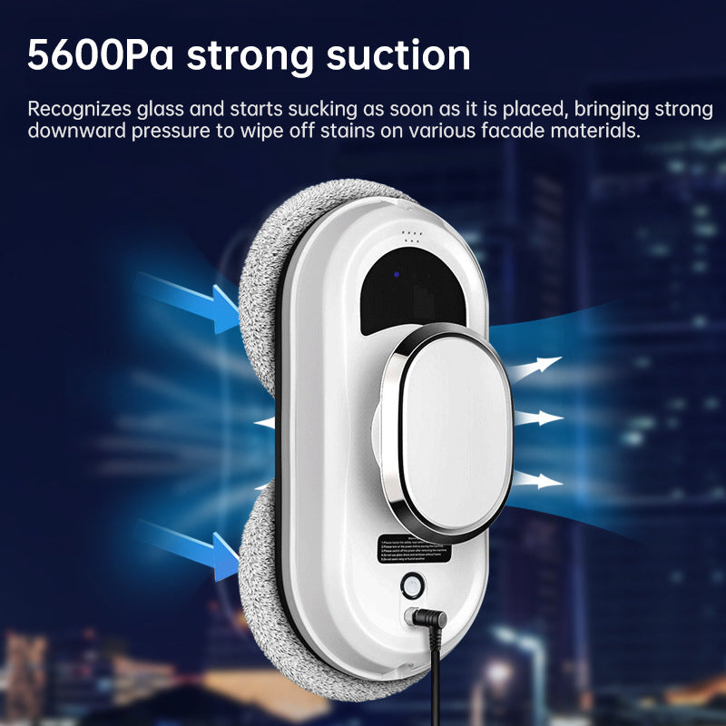 5600Pa Smart Window Cleaning Robot Auto-Guided, Remote-Controlled Glass Cleaner for Home Use - Korvel