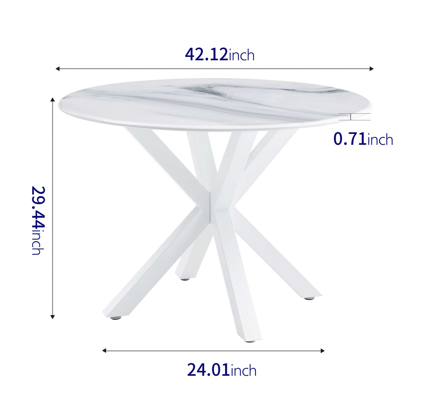 Table à manger médiévale blanche de 42,1" pour 4-6 personnes