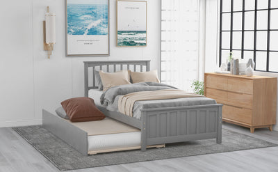 Twin size Platform Bed with Trundle Gray - Korvel