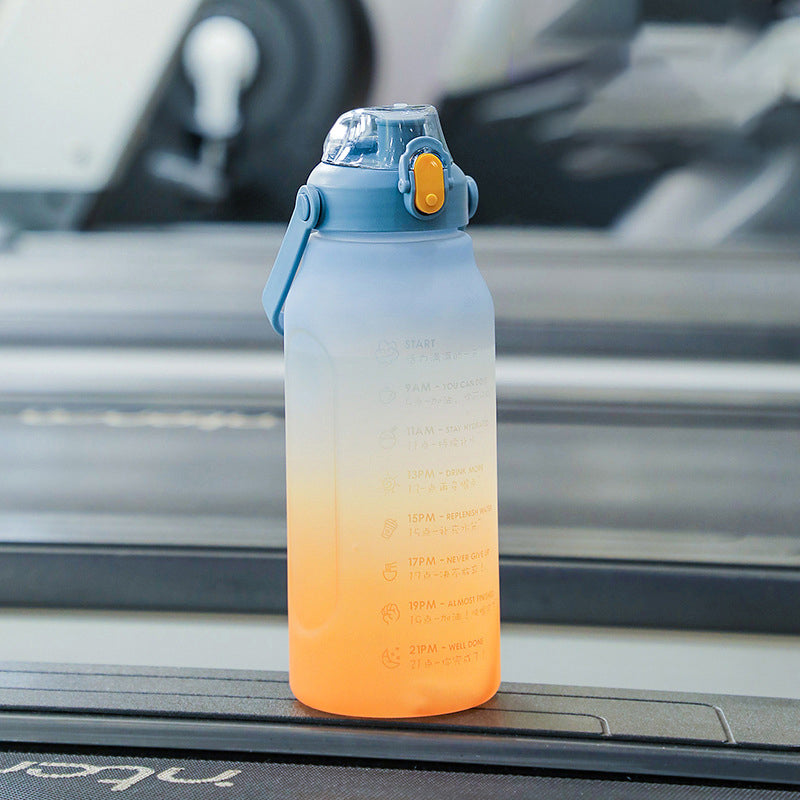 New Frosted Gradient Color Water Bottle Large Capacity Straw Travel Pot Color Sports Water Bottle Outdoor Fitness Cup - Korvel