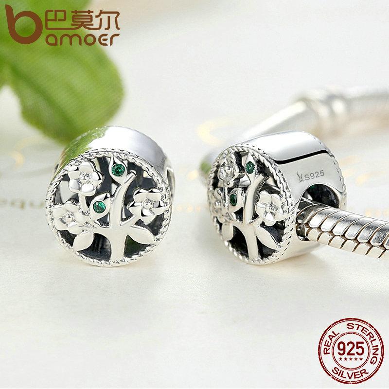 BAMOER 925 Sterling Silver Tree of Life Bead Charms fit Bracelets SCC115 - Korvel
