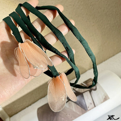 Tulip Tie Ribbon Hair Loop - Elegant Floral Ponytail Holder
