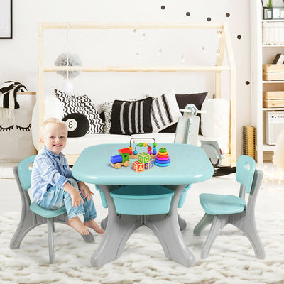 Ensemble de table et chaises d'activité Gbruno pour enfants avec rangement - Bleu