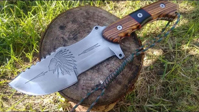 Artisan Crafted O1 Tool Steel Tracker Knife with Native American Design - Korvel