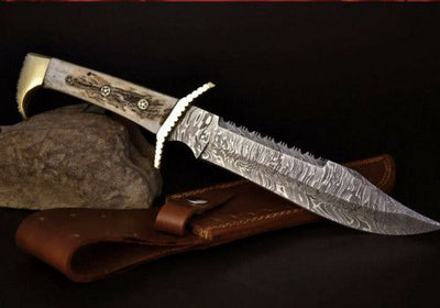 Exquisite Custom Handmade Damascus Steel Bowie Knife - Korvel
