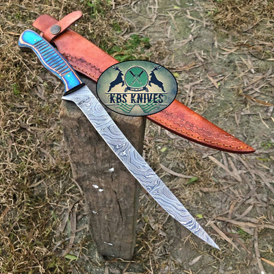 Exquisite Handmade Damascus Steel Fillet-Boning Knife with Ergonomic Pakka Wood Handle - Korvel