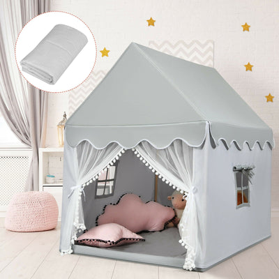 Kids Large Play Castle Fairy Tent with Mat - Gray