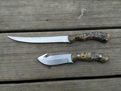 Premium D2 Steel Fillet and Gut Hook Knife Set with Epoxy Resin Handle - Korvel