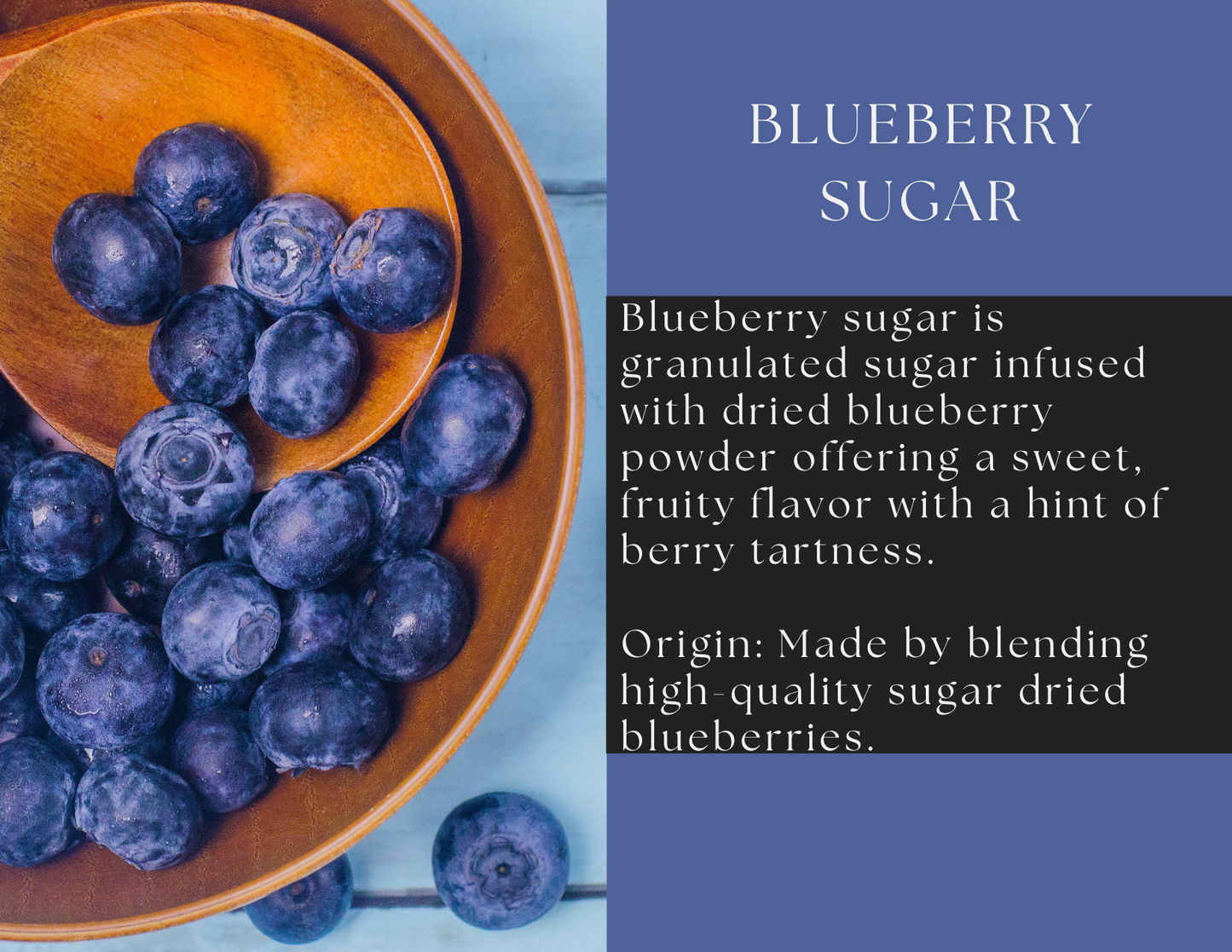 Blueberry Sugar – Granulated Sugar Infused with Real Blueberry Powder