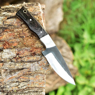 Artisan Crafted 1095 High Carbon Steel Skinning Knife | Elegant Wenge Wood Grip | 7.5 Inches | Premium Leather Sheath - Korvel