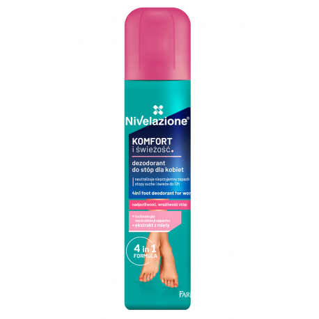 Desodorante para pies Nivelazione Comfort and Freshness 4en1 para mujeres 180ml