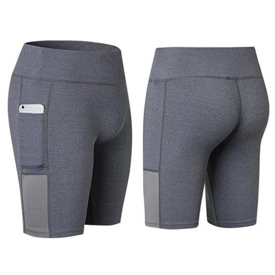 Shorts de yoga extensibles avec poche pour téléphone pratique