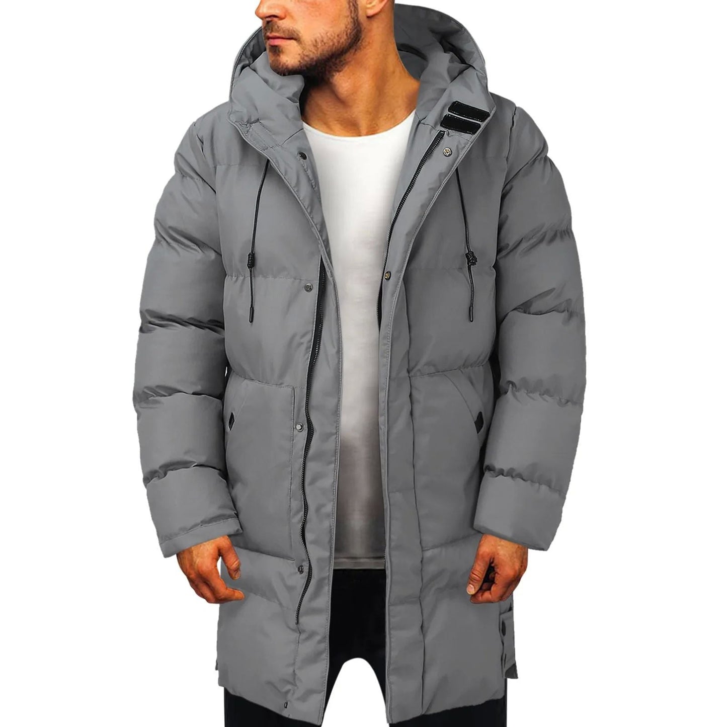 Veste longue à capuche décontractée premium pour hommes