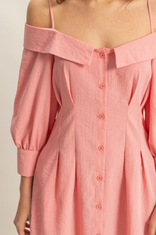 Vestido Mini Elegante con Tirantes Espagueti y Bolsillos