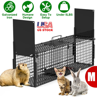 32in 2-Door Live Animal Cage Trap for Small Animals