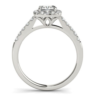 14k White Gold Square Round Diamond Engagement Ring