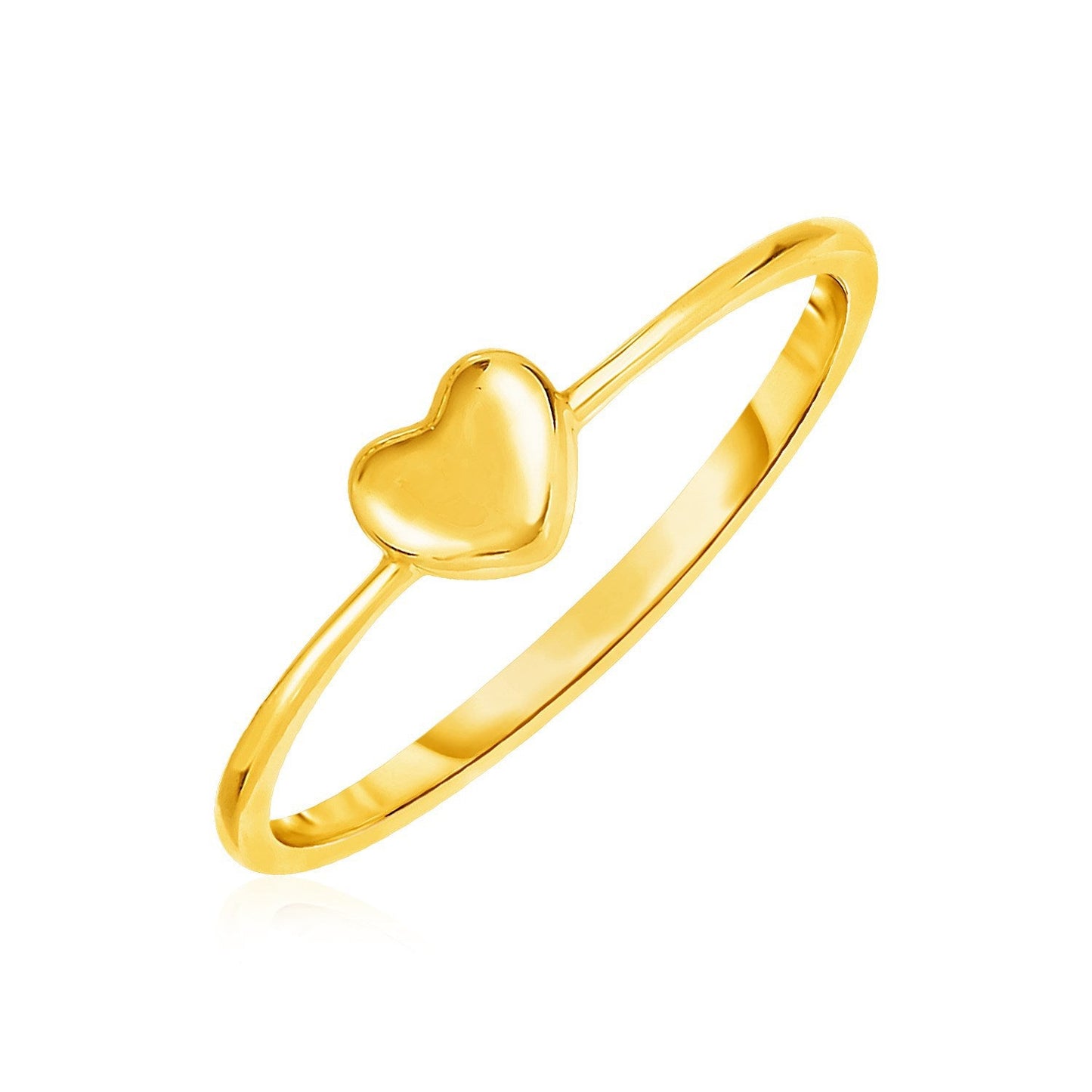 Anillo de Compromiso de Corazón Abombado de Oro Amarillo de 14k