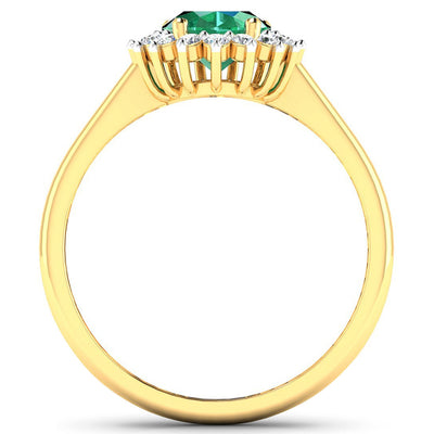 Bague en or jaune 14K avec émeraude zambienne de 1,87 carat et diamants