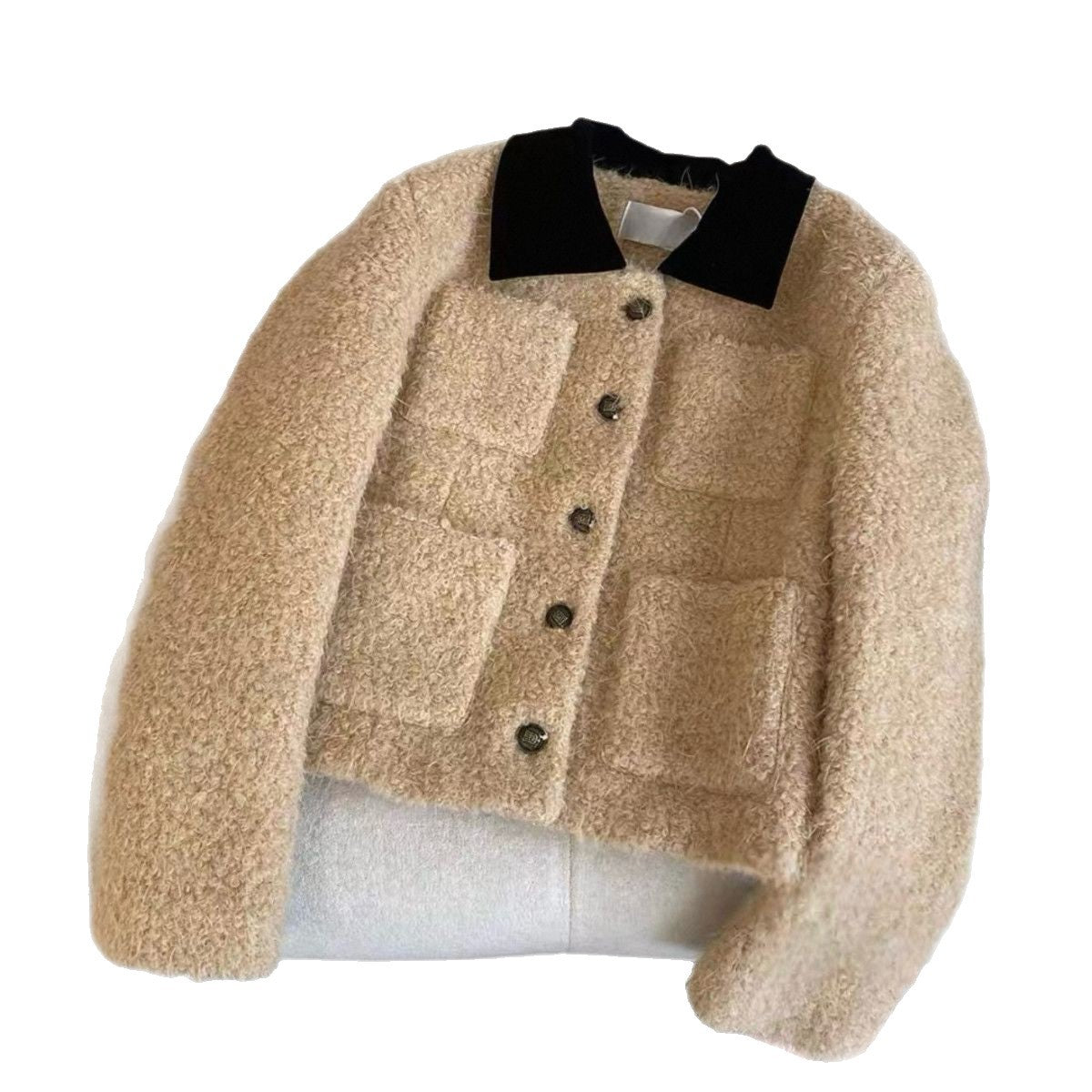 Women's Color-Block Lapel Jacket - Casual Outerwear