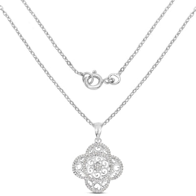 0.57 Carat Genuine White Diamond Pendant in Sterling Silver