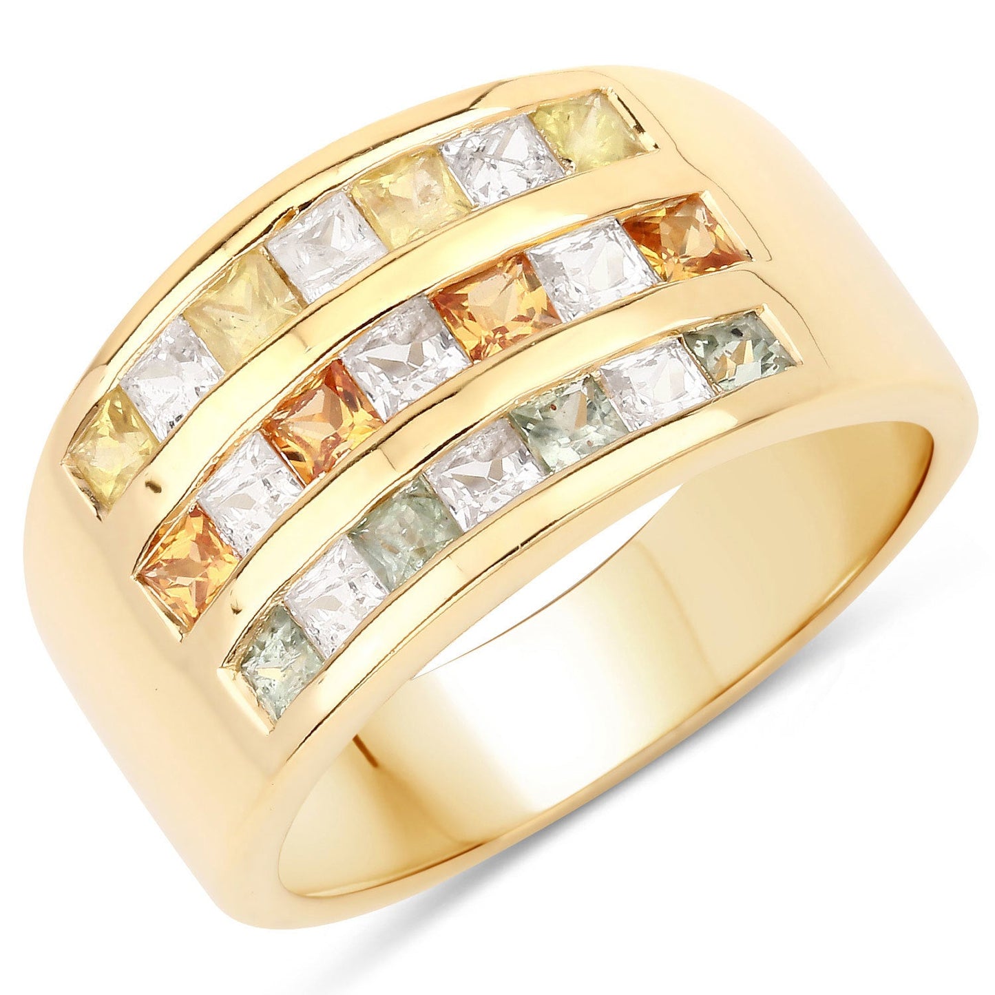 1.68 Carat Multi Sapphire .925 Sterling Silver Engagement Ring
