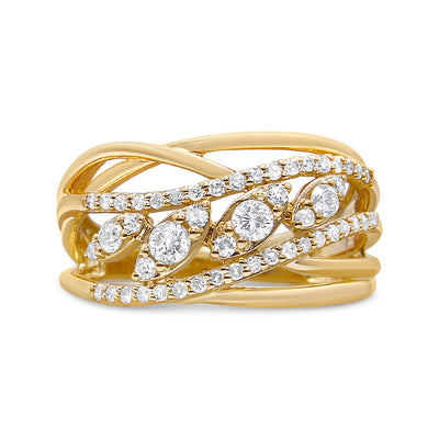 Bague en or jaune 10K avec diamants taille ronde de 1/2 c.t. - Taille 7