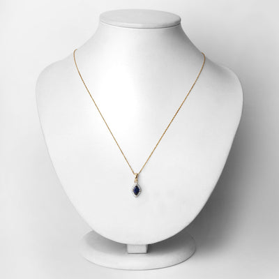 0.92 Carat Blue Sapphire and Diamond 14K Gold Pendant