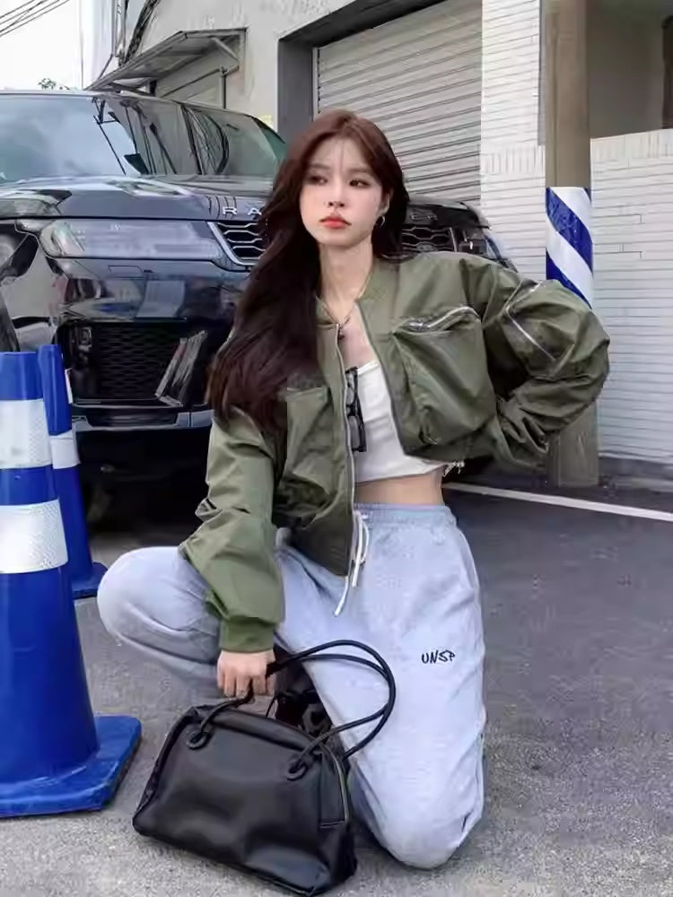 Casual Black Workwear-style Baseball Jacket