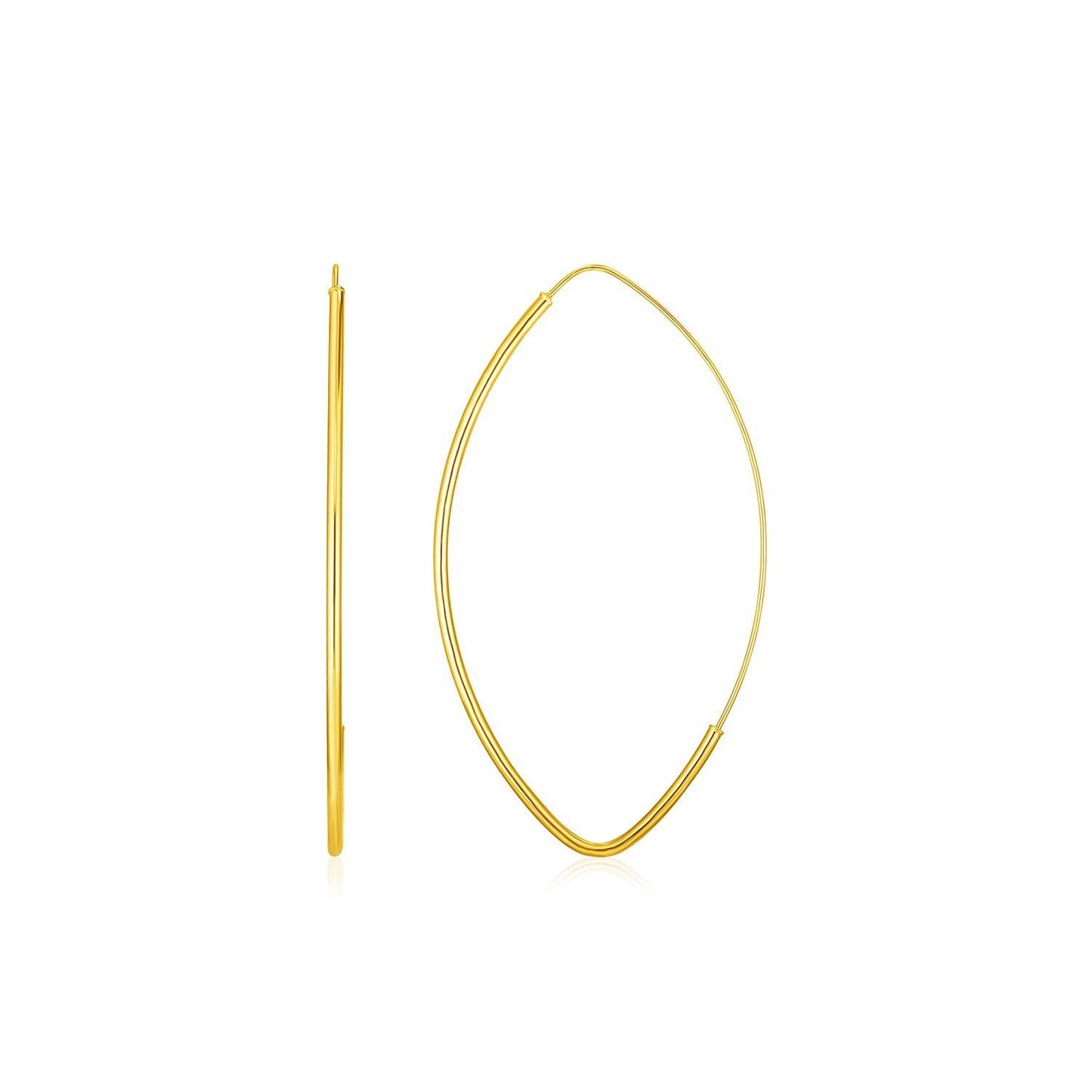 Pendientes Largos de Motivo Marquise Pulidos de Oro Amarillo de 14k