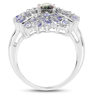 2.86 Carat Mystic Topaz & Tanzanite Sterling Silver Ring