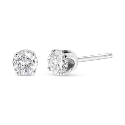 Pendientes de Diamante de Stud de 14K Oro Blanco Certificados por AGS de 1.0 cttw