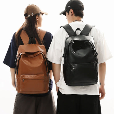 Sac à dos pour hommes en cuir PU grande capacité Travel Out