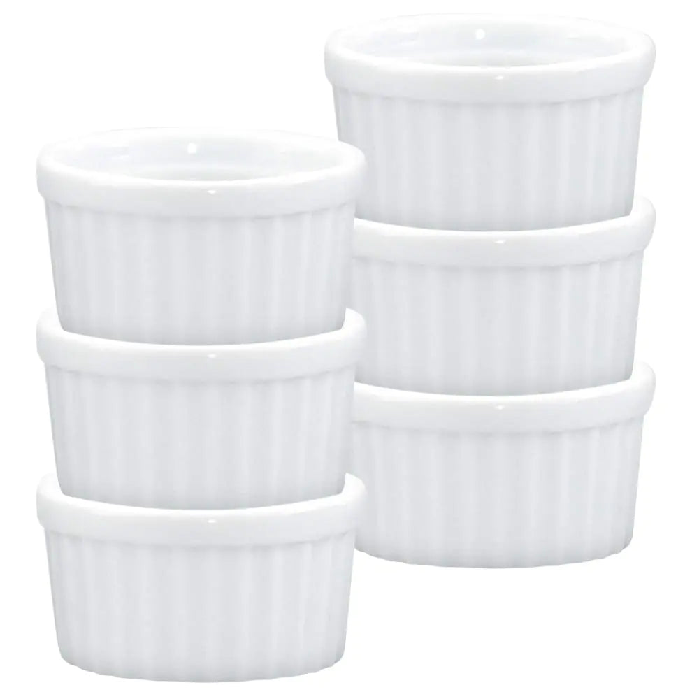 Juego de Ramekins HIC Kitchen - Porcelana Blanca Fina, 2 Onzas, Set de 6