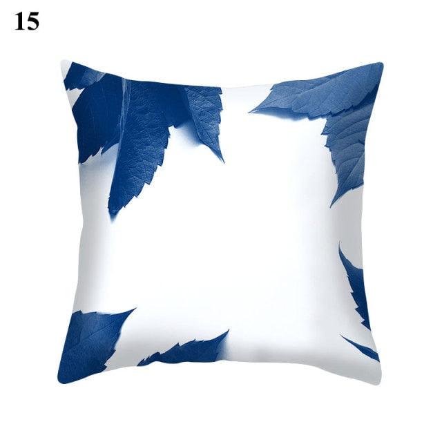 Funda de Cojín con Patrón Azul Elegante para Decoración del Hogar