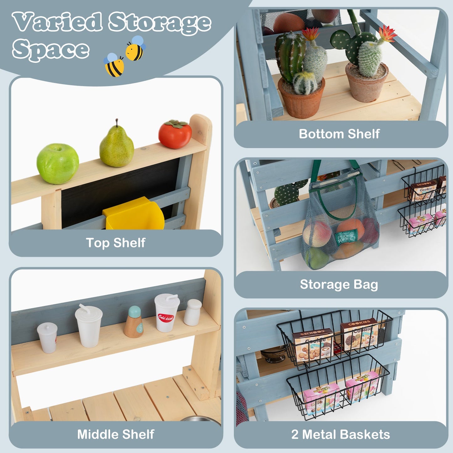 2-In-1 Outdoor Mud Kitchen with Faucet and Chalkboard