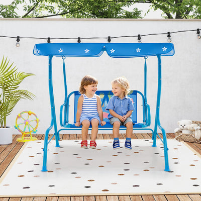 Balançoire de patio pour enfants 2 places avec auvent réglable