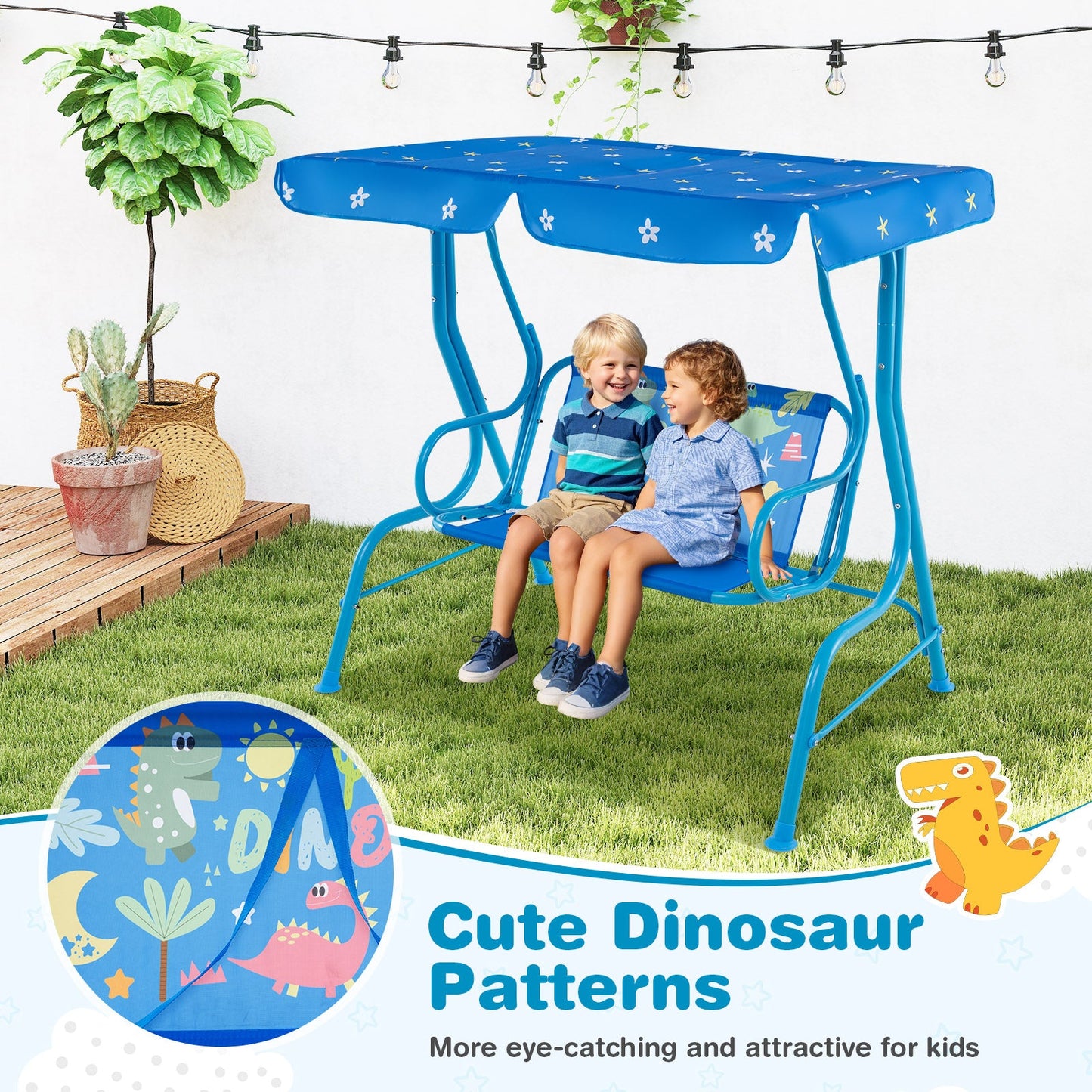 Columpio de Patio para Niños de 2 Plazas con Toldito Ajustable