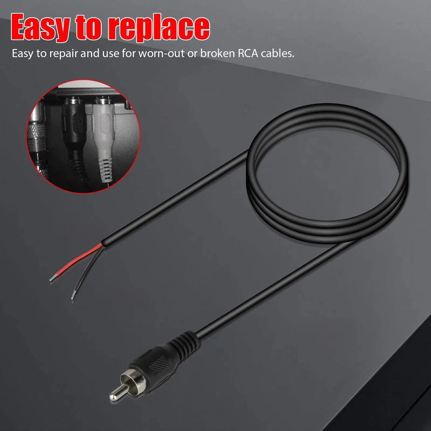 Câble audio 2-Pack 10 FT RCA mâle à fil dénudé